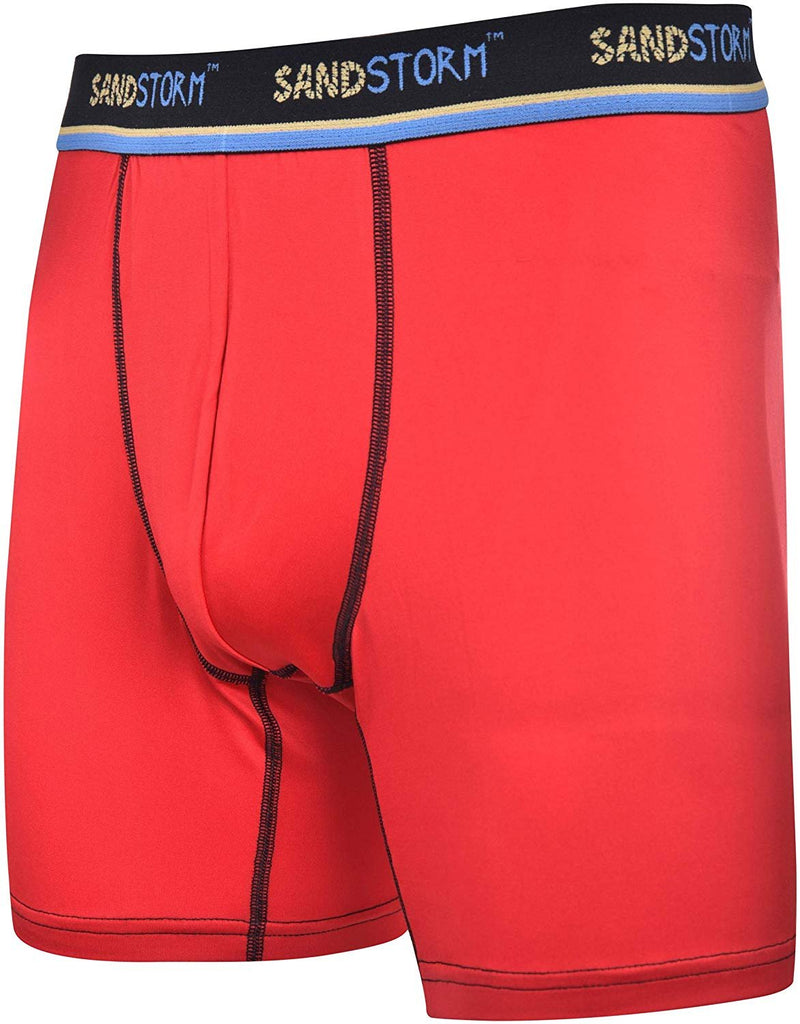 Black/Silver Heather/Polaris Sand Storm Mens Performance Boxer Briefs - 6-Pack No-Fly Tagless Breathable Underwear S-5XL Regular or Plus Size