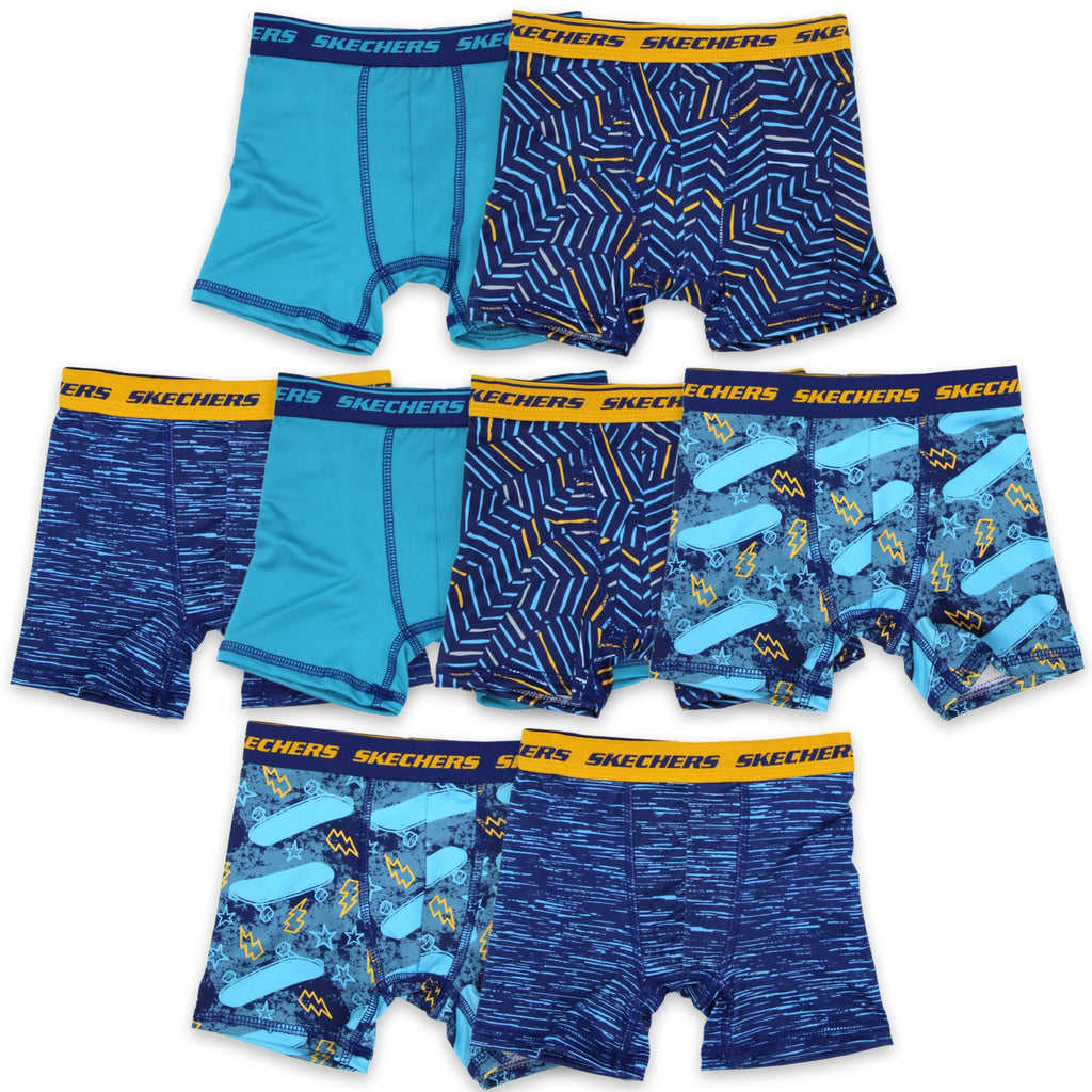 Skechers Boys' Exclusive 8pk Athletic Boxer Briefs with Unique Prints in Sizes 2/3t, 4, 6, 8 and 10