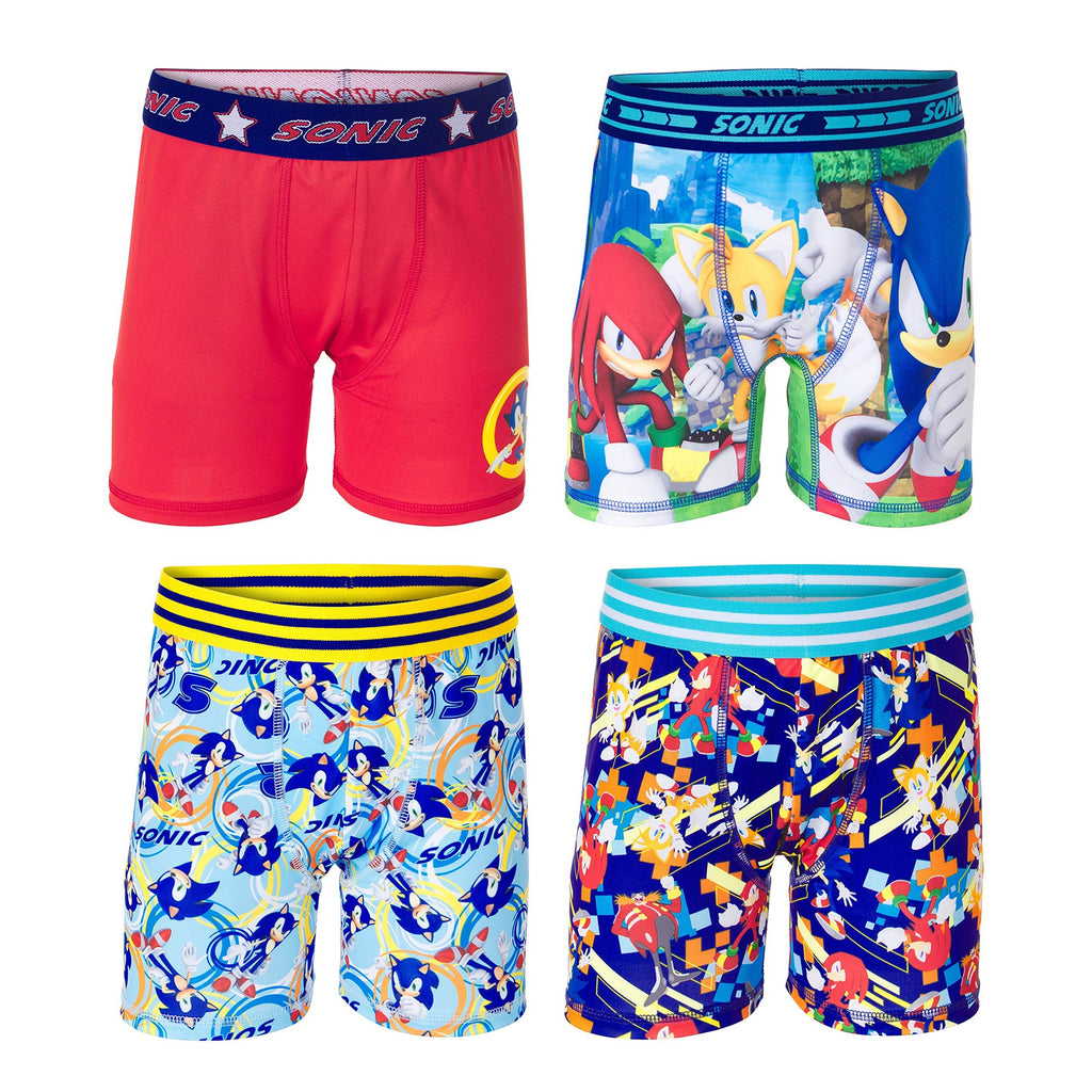 Sonic The Hedgehog Boys Multipacks in Different Prints in Toddler and Big Kid Sizes 2/3T-12, 4-Pack Athletic Boxer Brief