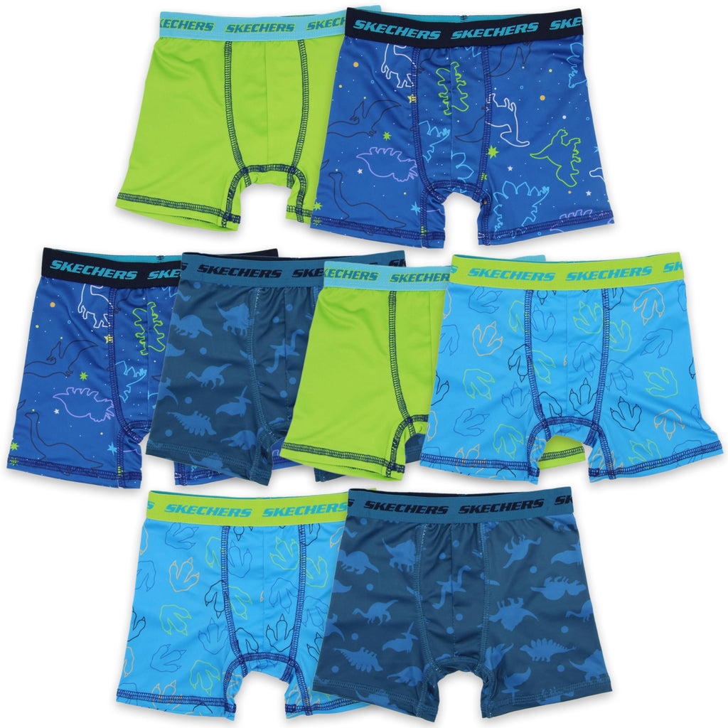 Skechers Boys' Exclusive 8pk Athletic Boxer Briefs with Unique Prints in Sizes 2/3t, 4, 6, 8 and 10