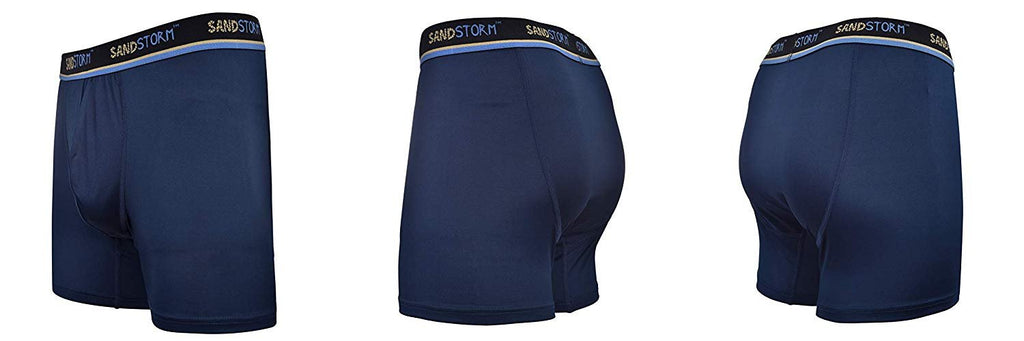 Black/Silver Heather/Polaris Sand Storm Mens Performance Boxer Briefs - 6-Pack No-Fly Tagless Breathable Underwear S-5XL Regular or Plus Size