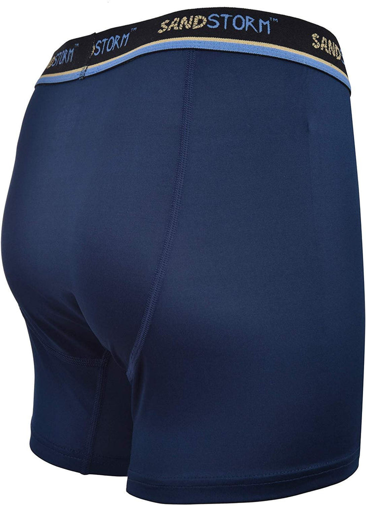 Black/Silver Heather/Polaris Sand Storm Mens Performance Boxer Briefs - 6-Pack No-Fly Tagless Breathable Underwear S-5XL Regular or Plus Size