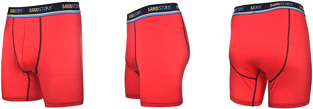 Black/Silver Heather/Polaris Sand Storm Mens Performance Boxer Briefs - 6-Pack No-Fly Tagless Breathable Underwear S-5XL Regular or Plus Size