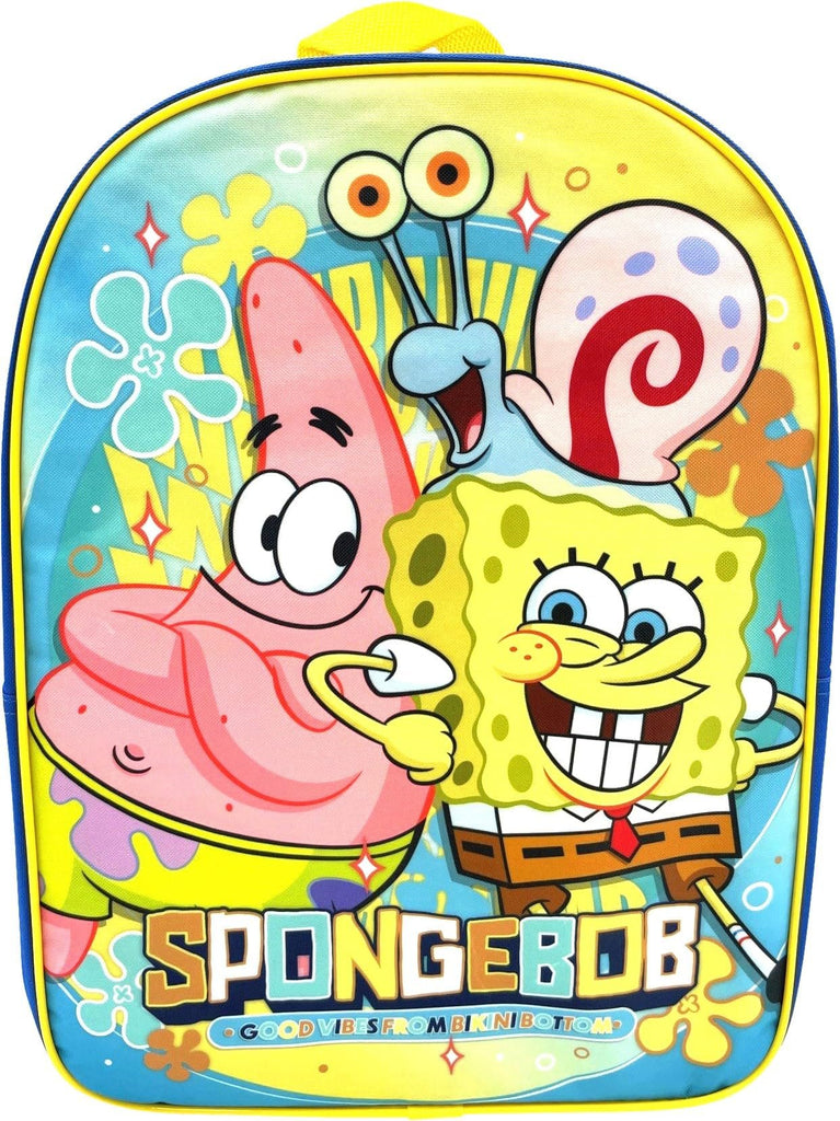 Ruz Sponge Bob 15" School Backpack (Blue-Blue-Yellow)