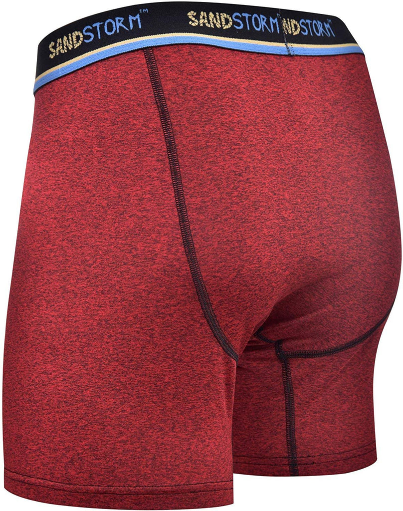 Black/Silver Heather/Polaris Sand Storm Mens Performance Boxer Briefs - 6-Pack No-Fly Tagless Breathable Underwear S-5XL Regular or Plus Size