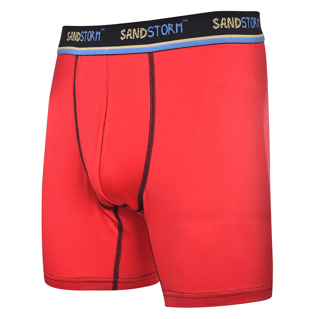 Black/Silver Heather/Polaris Sand Storm Mens Performance Boxer Briefs - 6-Pack No-Fly Tagless Breathable Underwear S-5XL Regular or Plus Size