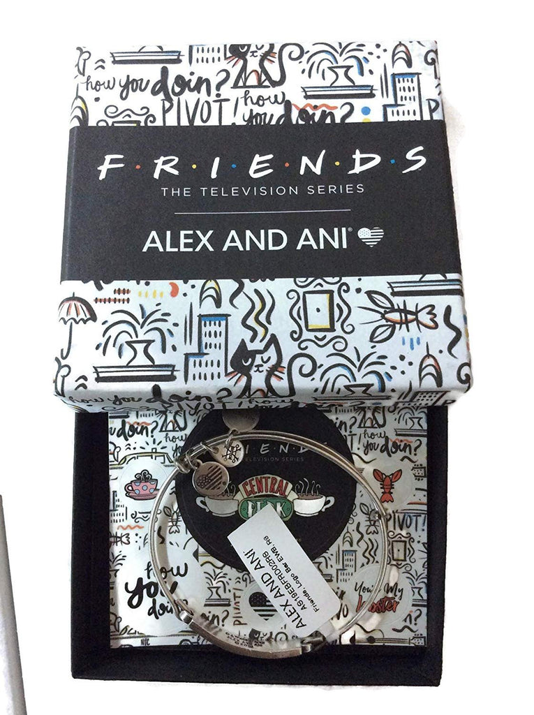 Alex and Ani Friends Logo Bar Bangle Bracelet Rafaelian Silver New with Tag Box and Card