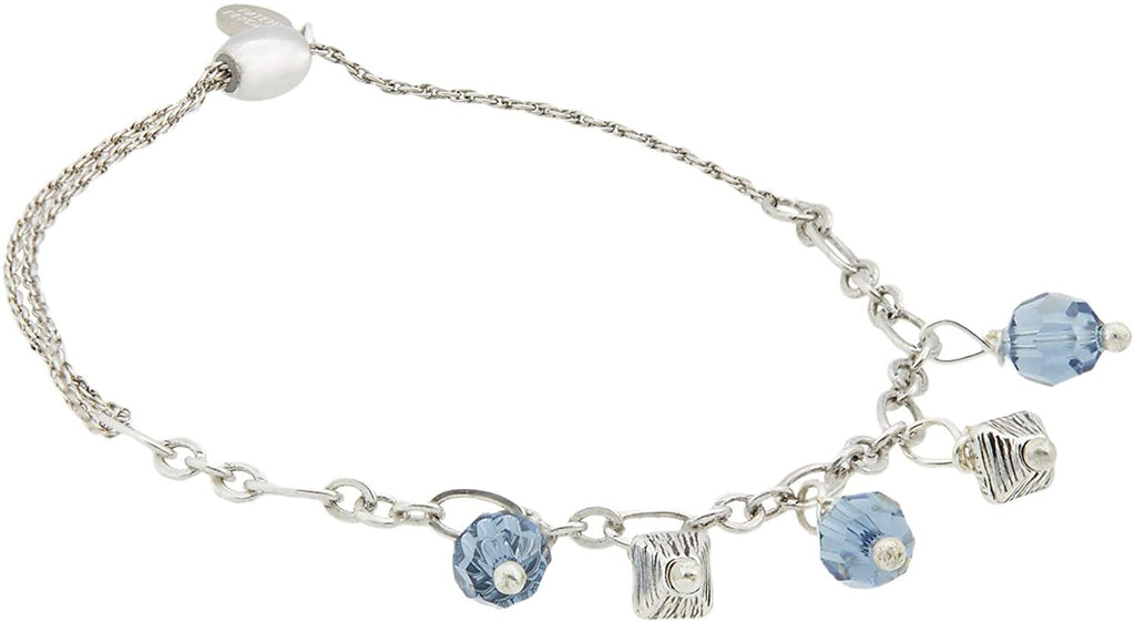 Alex and Ani Crystal Pull Stretch Bracelet, Denim Blue Rafaelian Silver One Size