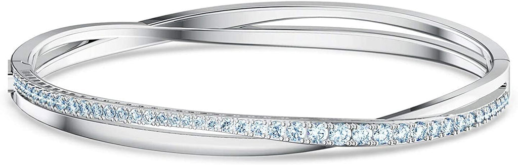 Swarovski Twist Rows Bracelet Blue Rhodium Plated - Large
