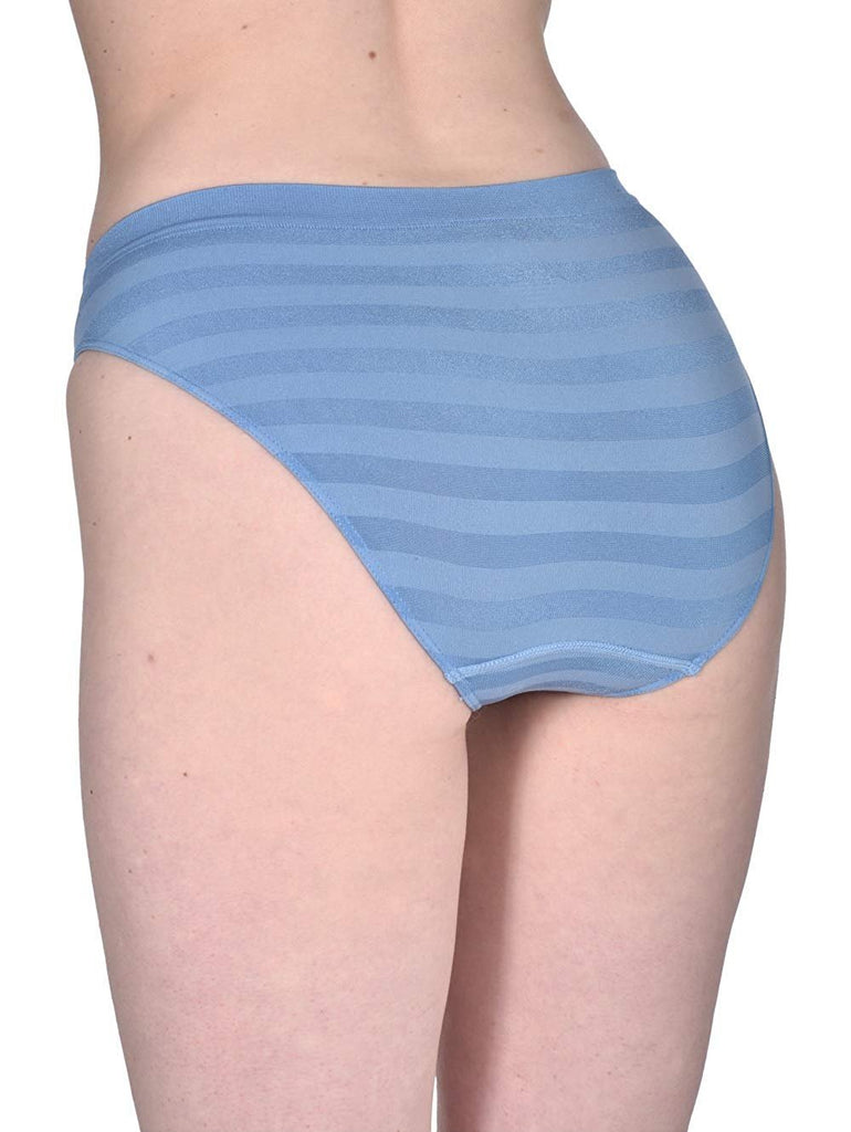 Elle Women's Seamless Bikinis Panties - 12-Pack Premium Quality Shadow Stripe Nylon/Spandex