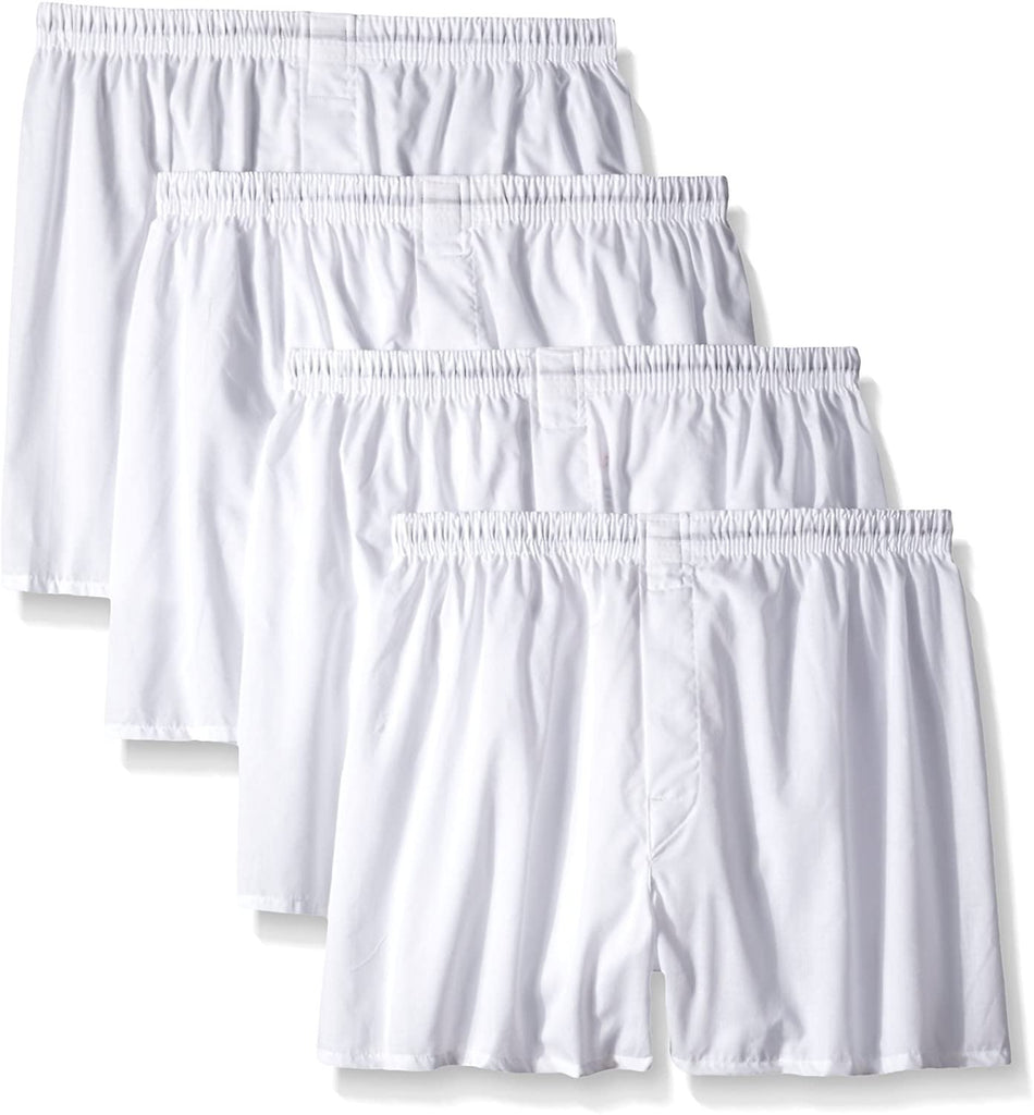 Hanes Tagless Men`s Full-Cut Boxers White 4-Pk with Comfort Flex Waistband
