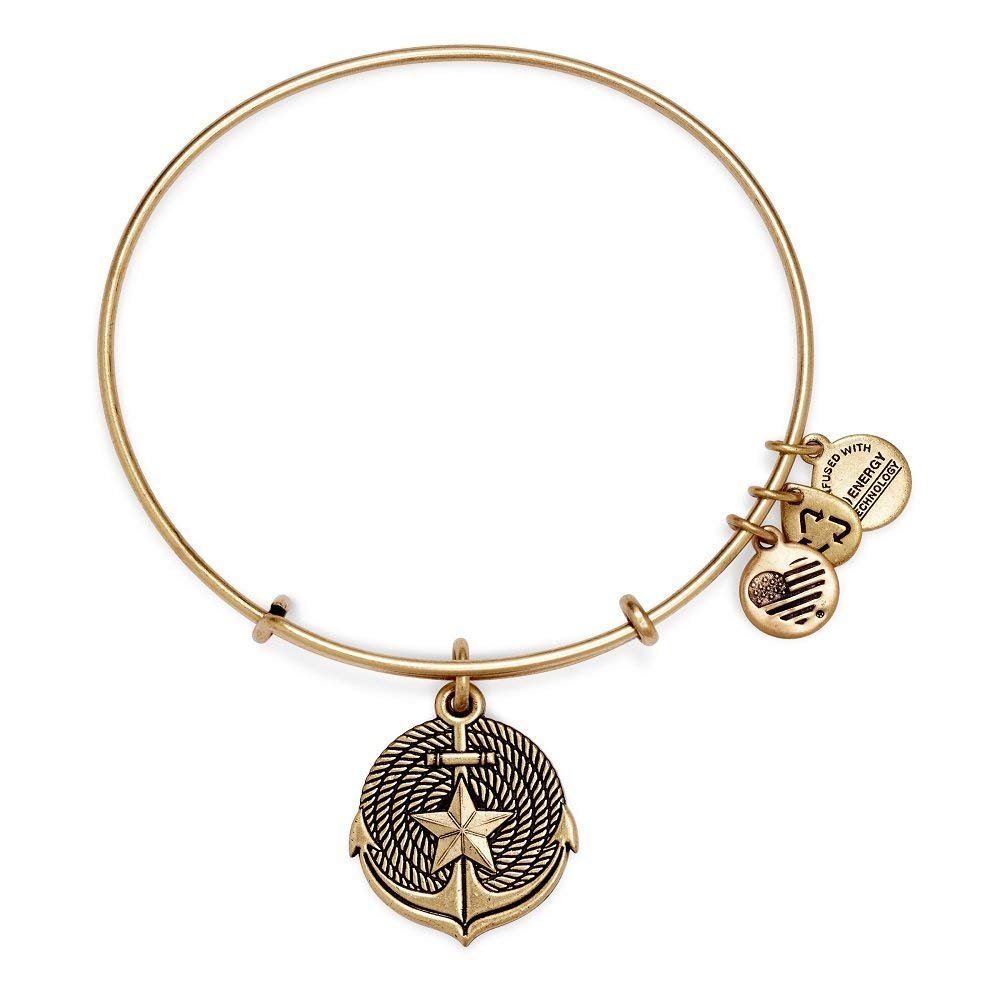 Alex and Ani Summer Collection Anchor Charm Bangle Rafaelian Gold Finish Bracelet, A15EB24RG