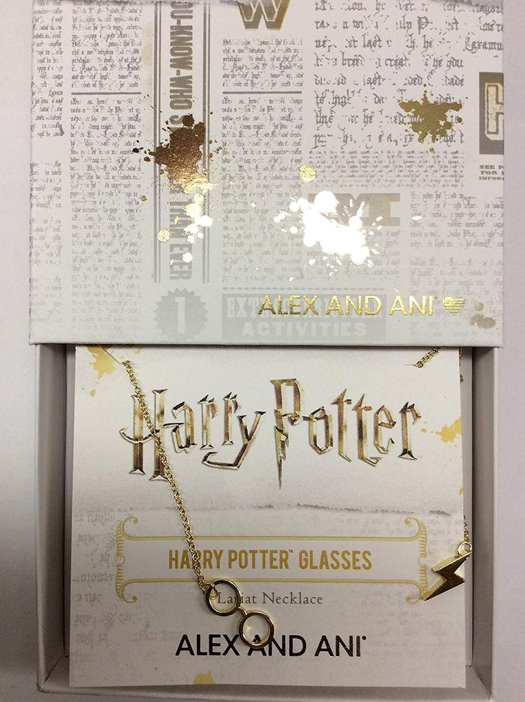 Alex and Ani Harry Potter Glasses Lariat Necklace 14kt Gold Plated Tag Box Card