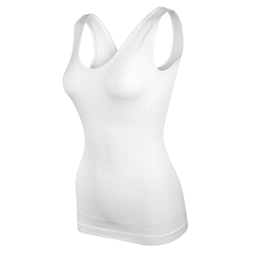 Elle Women's Body Shaping Camisoles 4-Pack Scoop Tank Tops Shapewear Tummy Control Seamless Plus