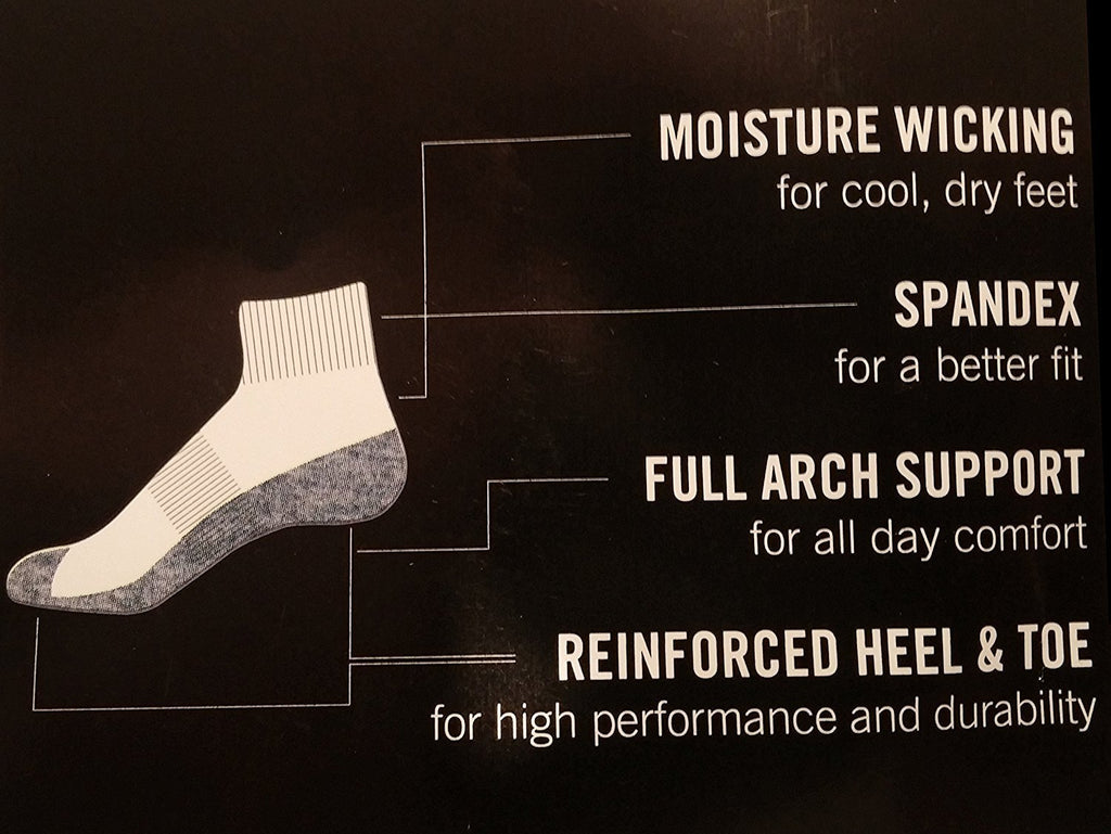 Gildan Heavyweight Ankle 8 Pair Pack Sock;6-12 shoe size;White with Grey Heel