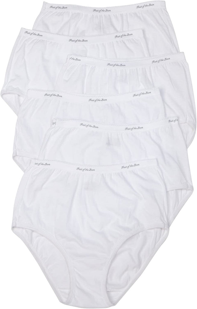 Fruit of the Loom Women's Classic White 6-Pack Brief Panties
