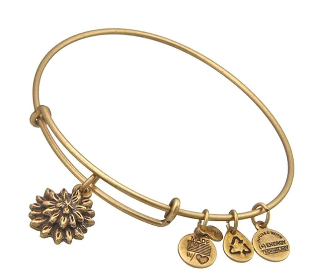 Alex and Ani Water Lily Charm Expandable Bangle Bar Bracelet