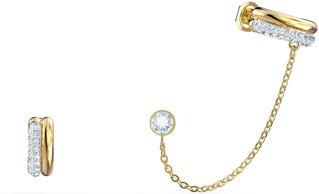 Swarovski Time Pierced Earring Cuff White Mixed Metal Plated