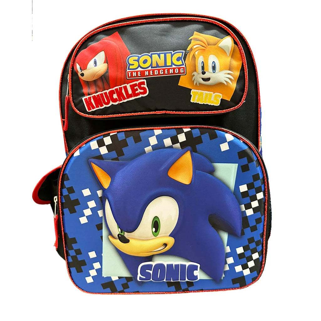 Sonic With Knuckles, Tails 3D Molded 12" Toddler Backpack