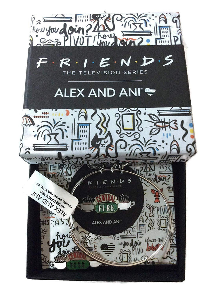 Alex and Ani Friends Central Perk Bangle Bracelet Shiny Silver New with Tag Box and Card