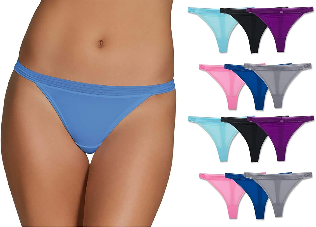 12 Pack of Fruit of the Loom Women's Everlight Thong Panties