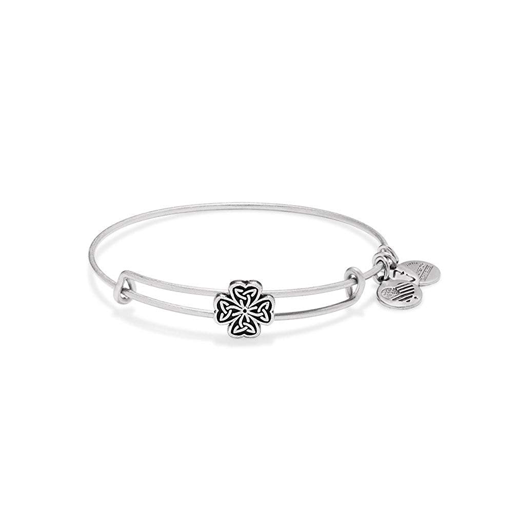 Alex and Ani Four Leaf Clover Slider Bangle Rafaelian Silver, A15EB48RS
