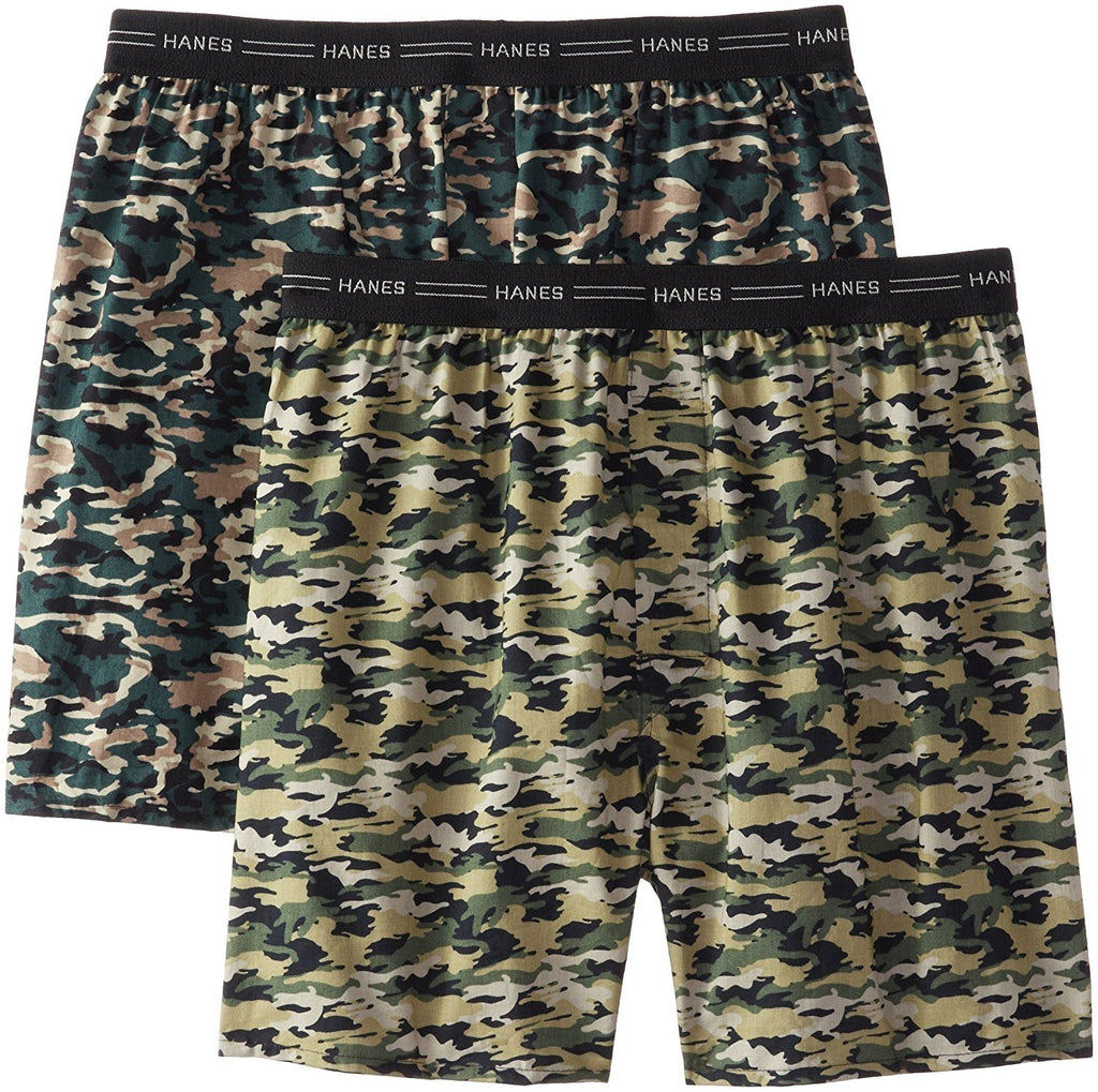 Hanes Men's 2-Pack Exposed Waistband Woven Camo Boxers