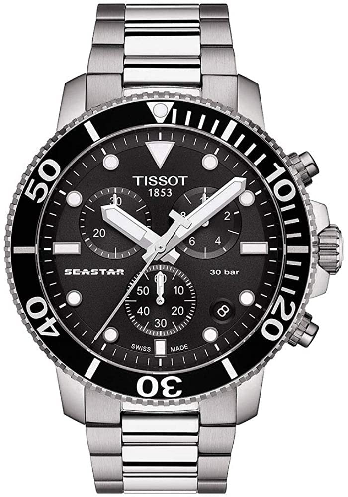 Tissot Men's Seastar 660/1000 Swiss Quartz Stainless Steel Strap, Grey, 22 Casual Watch (Model: T1204171105100)