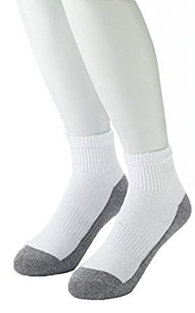 Gildan Heavyweight Ankle 8 Pair Pack Sock;6-12 shoe size;White with Grey Heel
