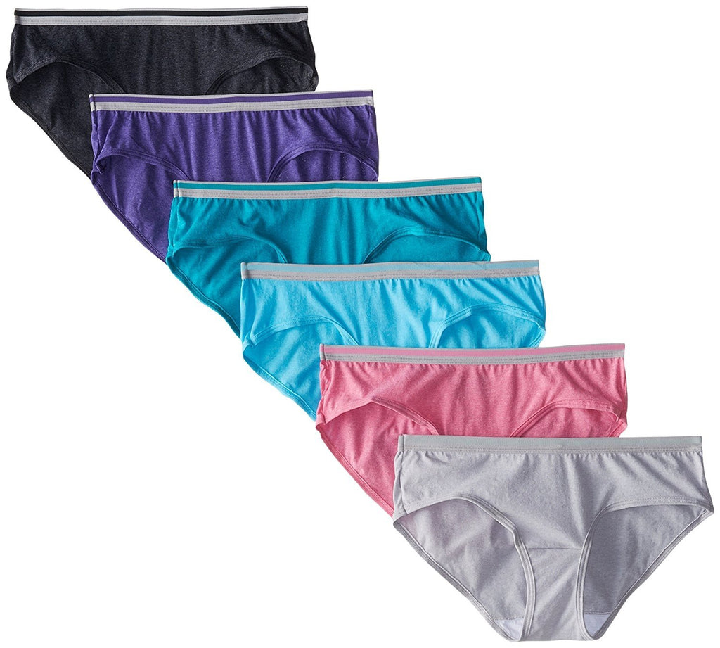 Fruit of the Loom Women's 6 Pack Heather Low-Rise Hipster Panties, Assorted Colors