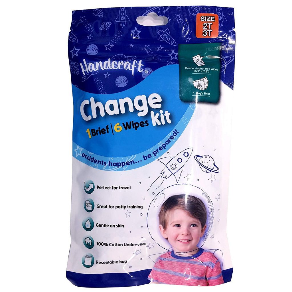 Handcraft Baby Toddler Kids 3-Pack Emergency Kit with Underwear + Wipes for Boy Or Girl