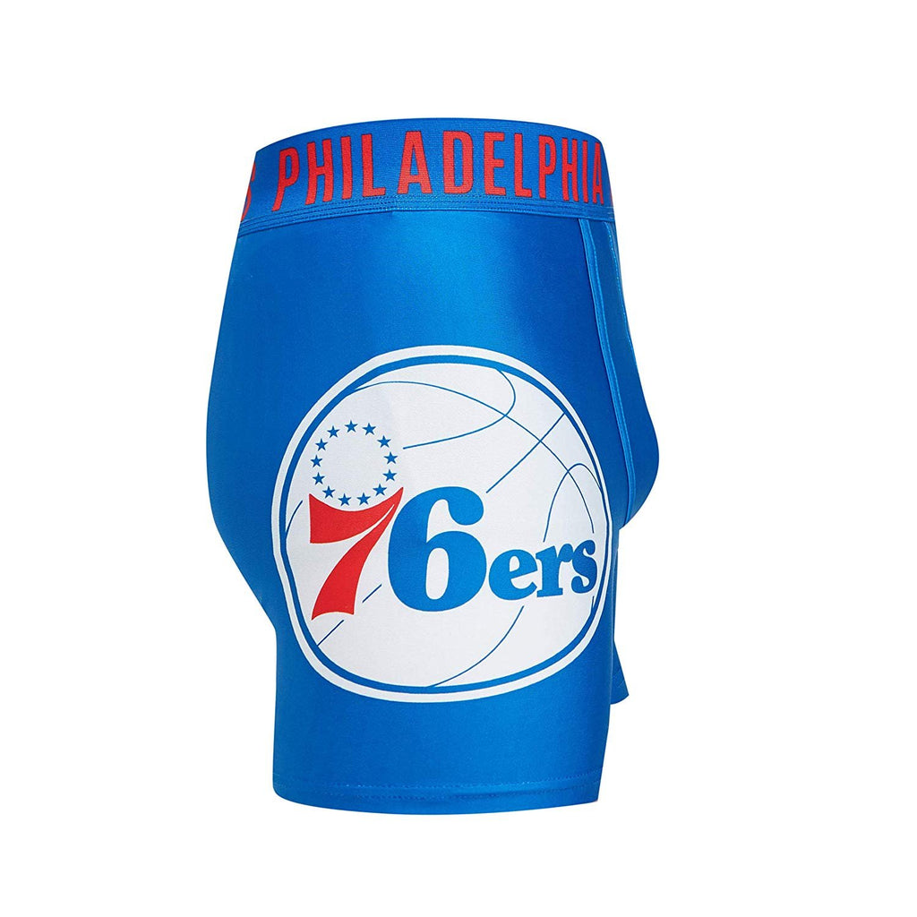 Philadelphia 76ers Mens Boxer Briefs - NBA Sublimation Performance Active Underwear Sizes M-2X Polyester/Spandex