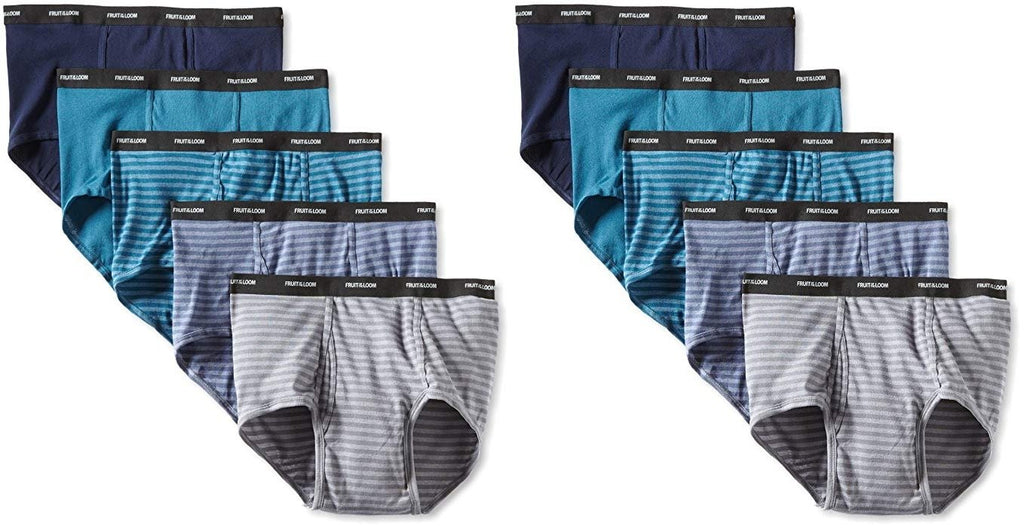 Fruit of the Loom Men's Fashion Briefs Size 3X Stripe Solid (Pack of Ten)