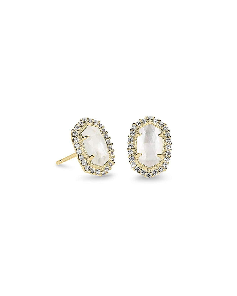 Kendra Scott Cade Gold Stud Earrings in Ivory Pearl