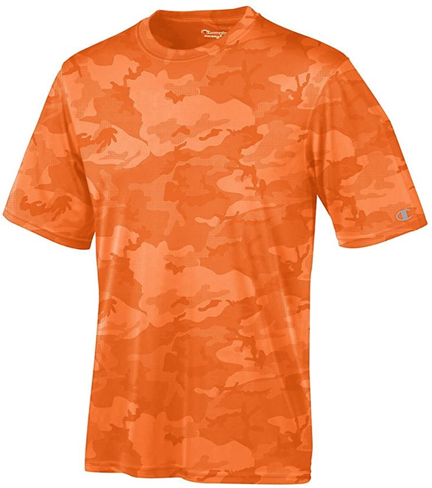 Champion Men's Essential Double Dry Tee_Safety Orange Camo_2XL