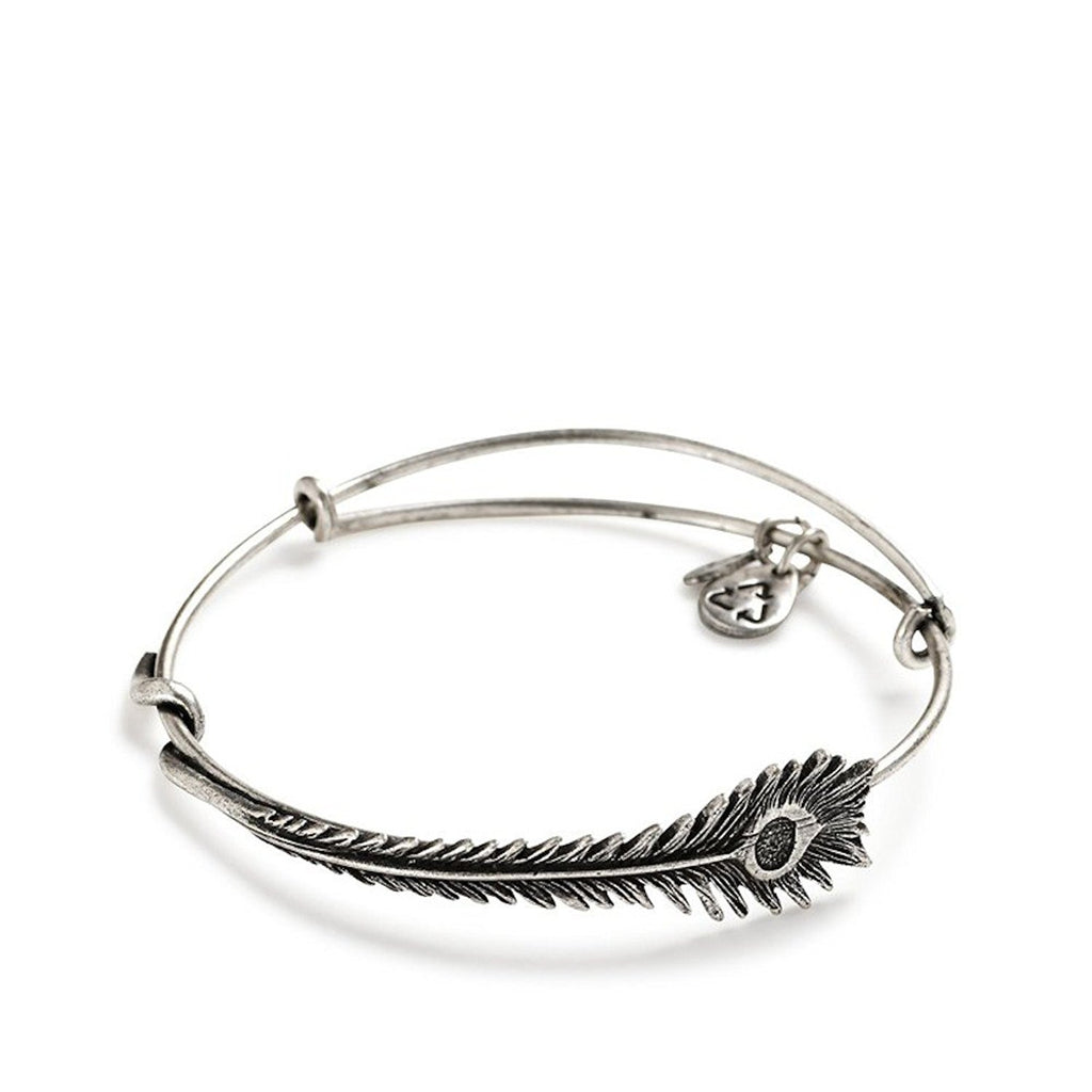 Alex and Ani Peacock Feather Wrap Expandable Bangle Bar Bracelet