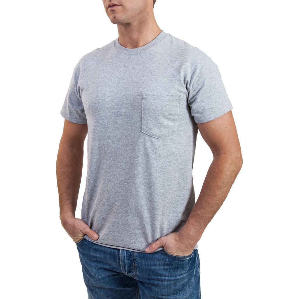 Gildan Pocket T-shirts 6-pack Men's Black and Gray Crew Neck M-XL