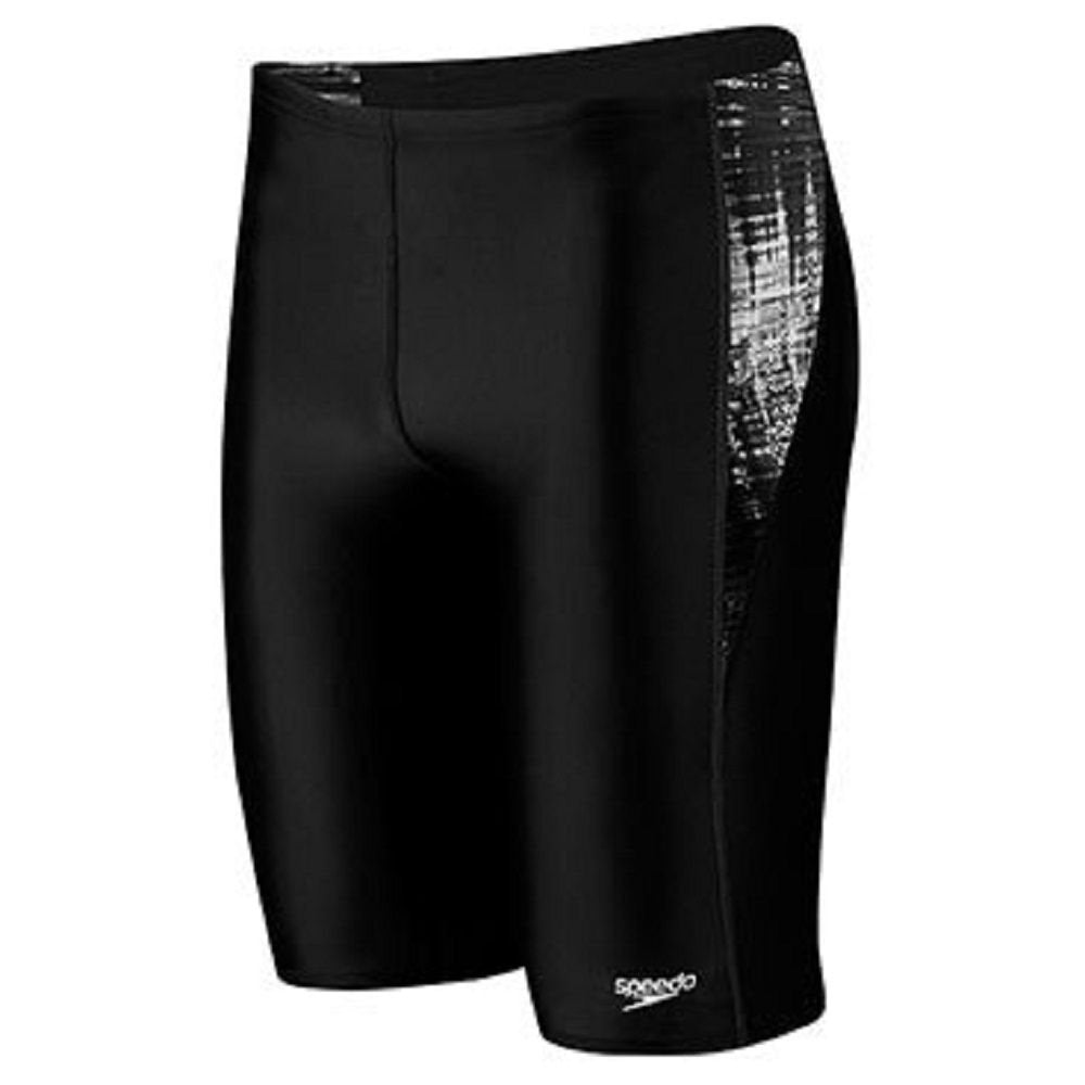 Speedo Boys Flash Line Jammer Swimsuit Waist BLK/WHT Sizes 20-28