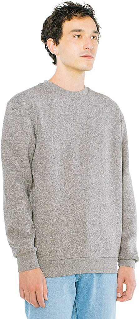 American Apparel Men's Peppered Fleece Long Sleeve Pullover Crewneck