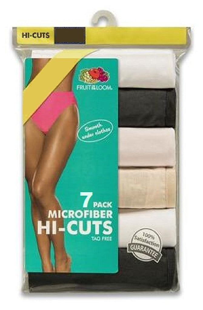 Fruit of the Loom Women's 7-Pack Microfiber Assorted Hi-Cut Panties 7DMF251