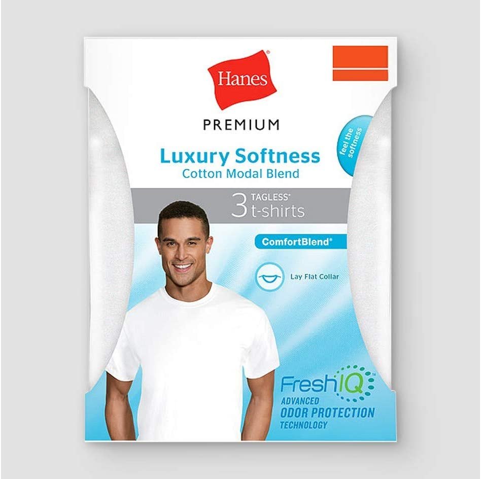 Hanes Premium Men's Cotton Modal Crew Undershirt 3pk - White L