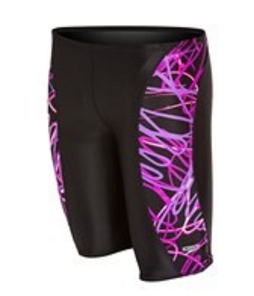 Speedo Boys Spiral Curve Jammer Swimsuit Waist PURPLE Sizes 20-28