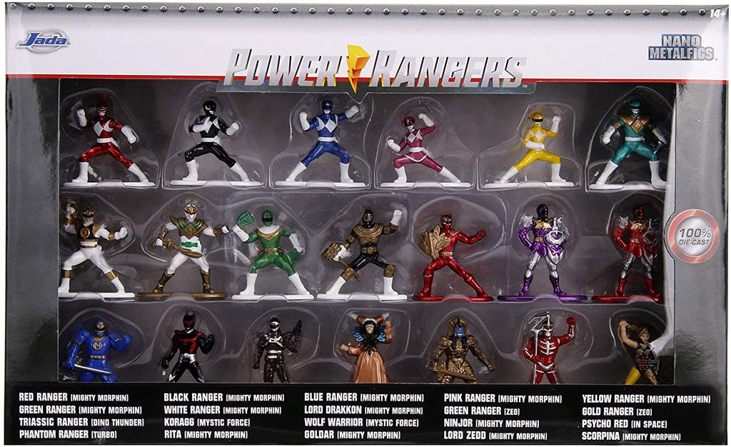Jada Toys Power Rangers 1.65" Die-cast Metal Collectible Figures 20-Pack, Toys for Kids and Adults, Silver