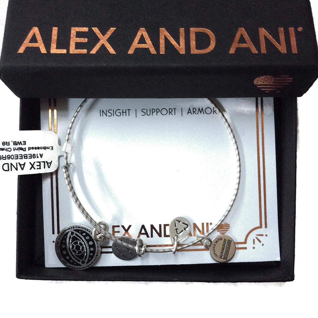 Alex and Ani Women's Embossed Paint Charm Evil Eye Charm Bangle Silver, Rafaelian Silver