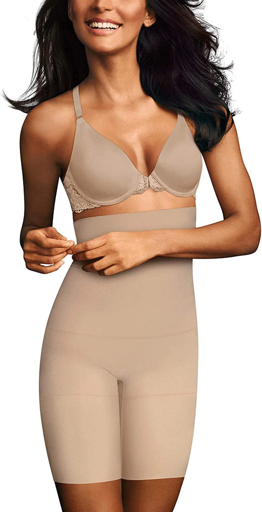 Maidenform Flexees Firm Control High Waist Thigh Slimmer 83047 (Large, Paris Nude)