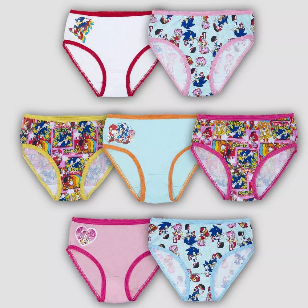 Sonic the Hedgehog Girls' Underwear Multipack, SonicGirls7pk, 8