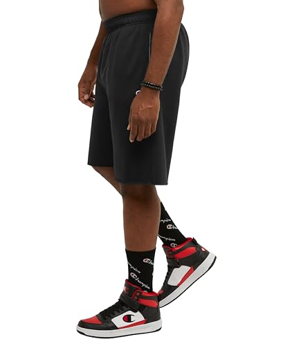 Champion Men's, Powerblend, Fleece Midweight, Athletic Shorts with Pockets (Reg. or Big, Navy C Patch Logo, Large Tall