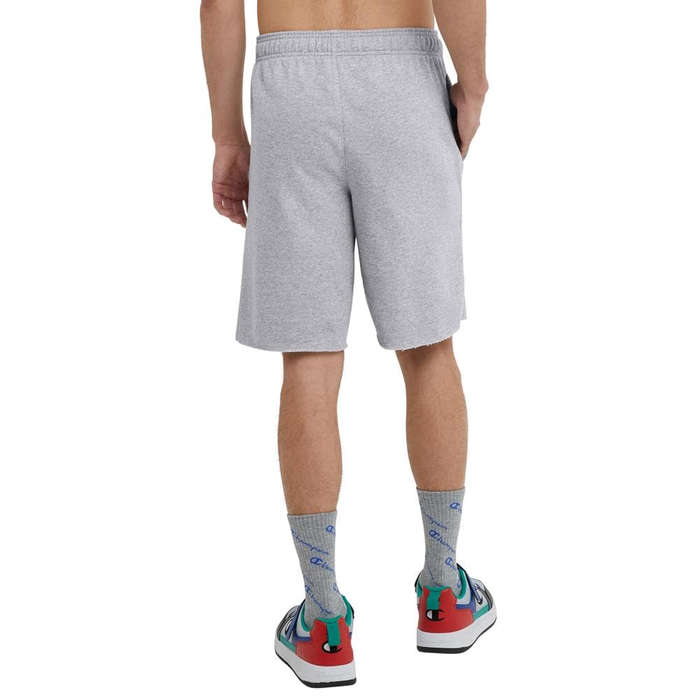 Champion Men's, Powerblend, Fleece Midweight, Athletic Shorts with Pockets (Reg. or Big, Navy C Patch Logo, Large Tall
