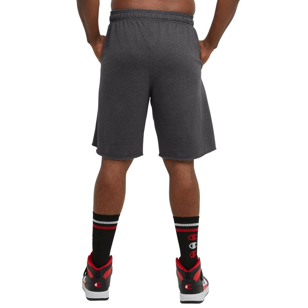 Champion Men's, Powerblend, Fleece Midweight, Athletic Shorts with Pockets (Reg. or Big, Navy C Patch Logo, Large Tall