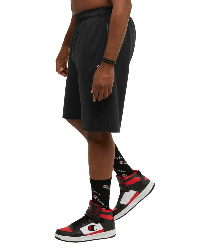 Champion Men's, Powerblend, Fleece Midweight, Athletic Shorts with Pockets (Reg. or Big, Navy C Patch Logo, Large Tall